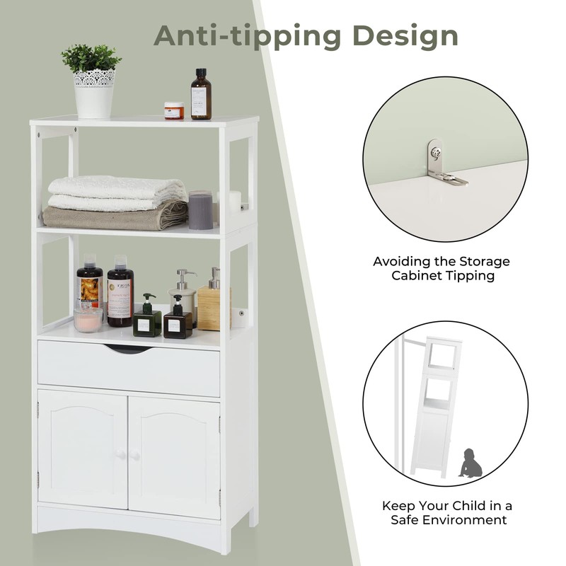 DICTAC Kitchen Pantry Storage Cabinets with Shelves,Drawer and Doors,Microwave Cart