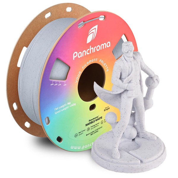Polymaker Panchroma Marble PLA Filament, Marble White 1.75mm 1kg 3D