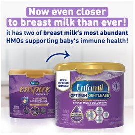 Enfamil Optimum Gentlease Baby Formula, Our Closest Formula to Breast Milk For Fussiness, Crying, Gas & Spit-up, Immune-Supporting Lactoferrin also found in Breast Milk, 19.5 Oz
