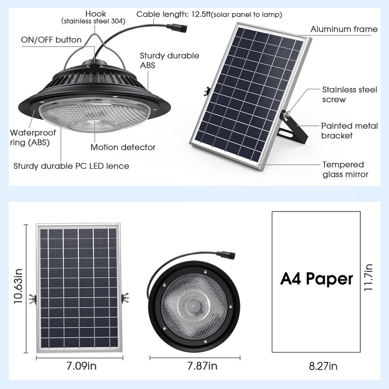 UPONUN Solar Pendant Light Motion Sensor 2 Pack, 5 Modes