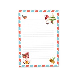 Letter Paper Set Christmas Tomte Gnome as Letter Pad with Envelope for Children Girls Boys Christmas Writing Paper (A5 Pad with 25 Sheets + 15 Envelopes)