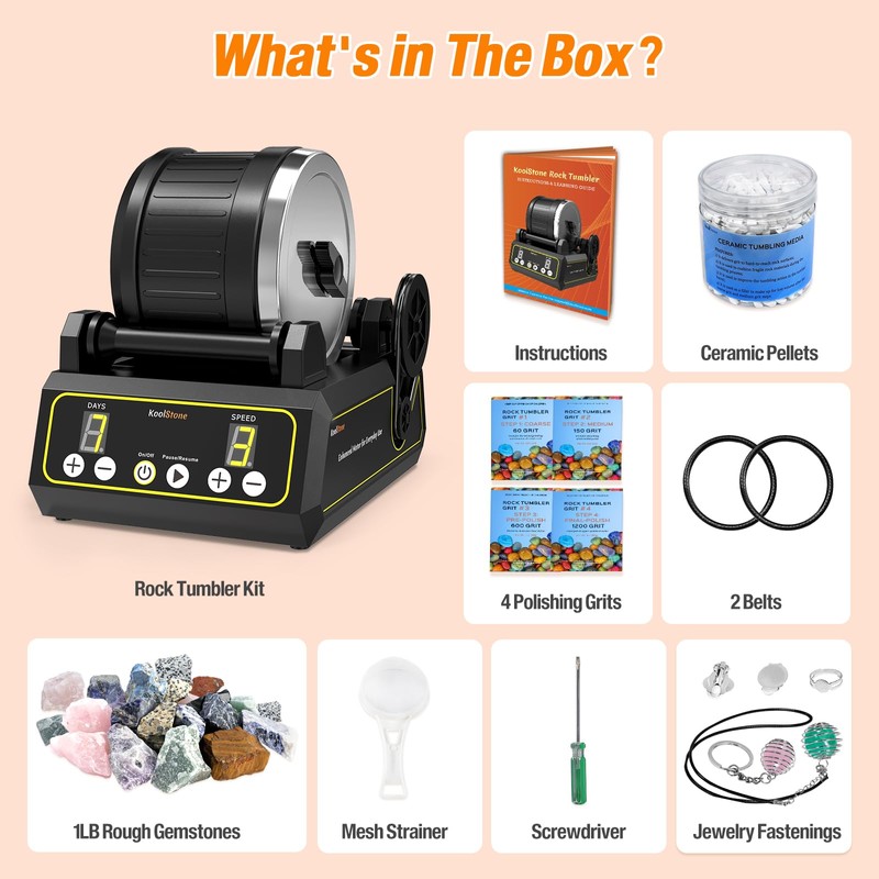 C1 Rock Tumbler Kit - Professional Large 2.5LB Capacity, Up