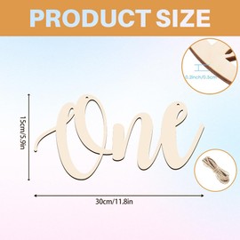 AHANDMAKER Letter One Wooden Sign Decoration, Wooden One Letter Sign for 1st Birthday, Wall Hanging Art Decorations Photo Props for Birthday, Anniversary, Baby Shower Party Decoration, 5.9x11.81