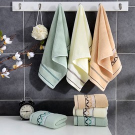 Bathroom Hand Towels,Four Leaf Printed Cotton Towel,100% Cotton Ultra Soft Highly Absorbent Hand Towel 4 Set, Size 14" x 30" Home Bathroom Hand Towels for Bath, Hand, Face, Gym Towel (Multicolor)