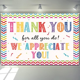 Arosche Thank You for All You Do Banner 72" x 48" We Appreciate You Backdrop Employee Staff Teachers Doctors Retirement Appreciation Background for Indoor Outdoor Thank You Party Supplies