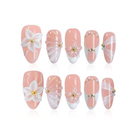 XGV Custom 3D Press on Nails Kit - Handmade Designs Arylic Fake Nails for Bridal Showers & Anniversaries