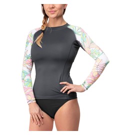 Women's Rashguard - UPF 50 UV Sun Protection - Long Sleeve Wetsuit with Full, Quarter or No Zipper - Lightweight, Quick Dry Activewear