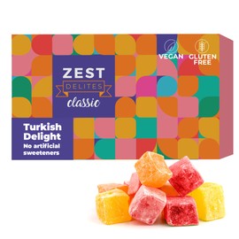Turkish Delights Candy by Zest Delites, Assorted Flavored Turkish Delight, 8.8 Oz Lokum, Turkish Delight Gift Box, Premium Delight Vegan Snacks Box, Gluten-Free Turkish Sweets
