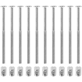 10 Sets of Furniture Connector Bolts and Barrel Nuts,Bed Bolt and Nut Kit (M6×100mm)