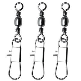 ENERHIKE Fishing Barrel Swivel with Safety Sanp, 50pcs Stainless Steel Fishing Snap Swivel Saltwater High Strength Interlock Sanp Swivel Freshwater Lure Line Connector #3/0