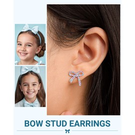 UPROMI Hypoallergenic Silver Stud Bow Earrings for Girls 8-12 Jewelry Cute Granddaughter Gifts from Grandma Easter Valentines Day Gifts for Kids Teens Year Old Tween Girl Trendy Stuff