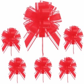 SSKHE 6 Pcs Pull Bows for Gift Wrapping, Dark Red Pull Bow for Wedding Flower Basket Gift Car Decoration Valentine's Day Birthday Graduation Gift Decoration