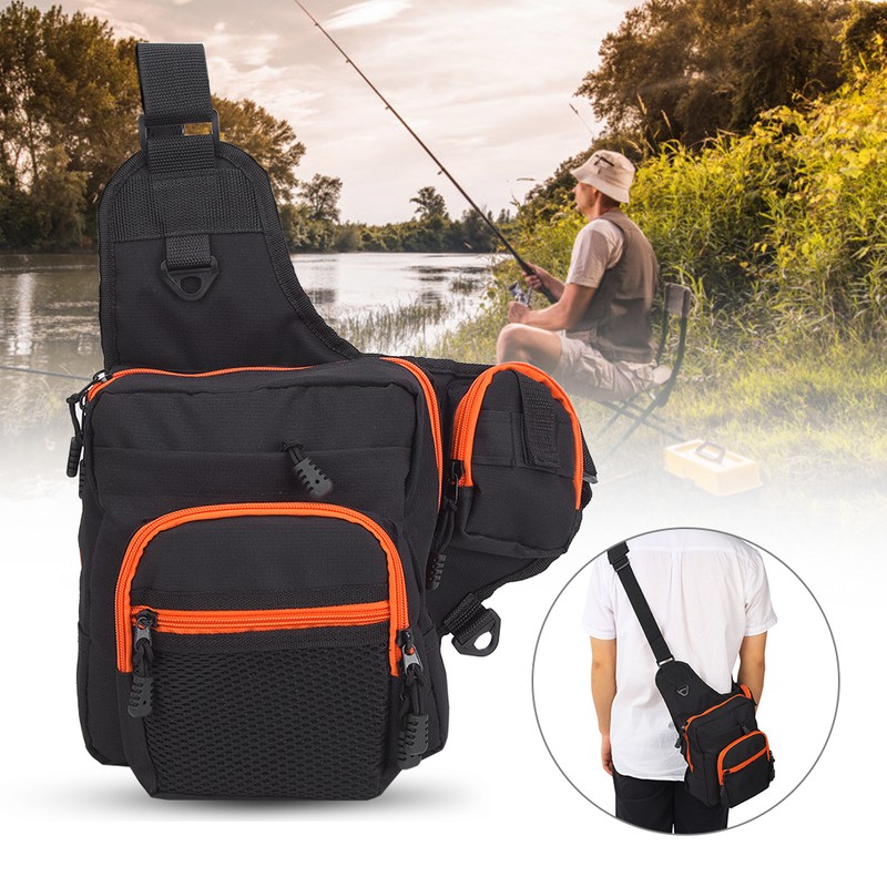 Polyester Multi Functional Fishing Tackle Crossbody Bag Outdoor Sports Hiking