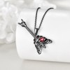 POPLYKE Sterling Silver Guitar Red Heart CZ Pendant Necklace Rock