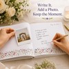 Embroidered Linen Wedding Guest Book, 160 Pages, Rustic Floral