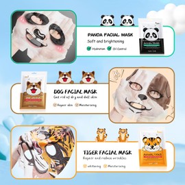 Beenefits 6 Packs Animal Character Facial Masks, Deep Hyrating Spa Masks for All Skin Types, Gift for Kids' Birthady Party, Girl's Night, Enjoy Skincare Life