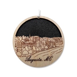 Augusta Maine Ornament Wooden Souvenir Christmas Tree Decoration with City of Augusta Skyline