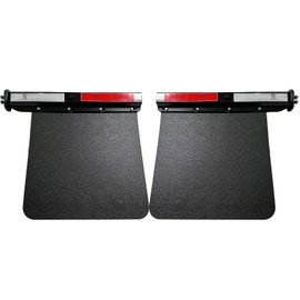 BST BSSP Pair Black Straight Spring Loaded Mud Flap Hanger Bracket with Splash Guard Mudflap 24"x24" for Semi Truck Trailer, 2-1/2'' 2.5'' Bolt Spacing Hanger Kit & Heavy Duty Polymer Mudflaps