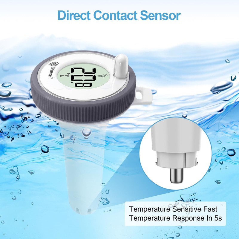 Pavlleen Wireless Pool Thermometer, Waterproof Swimming Pool Thermometer, Digital Indoor
