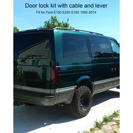 Door Latch Assembly with Cable&Rod Fit for Ford E150 E250 E350 1992-2014 Replace 8C2Z-15264A00-B 6C2Z-15431A02-AA 8C2Z15431A02C 8C2Z15431A02C for Right Hinged Door(Right 60%) & Rear Cargo Door