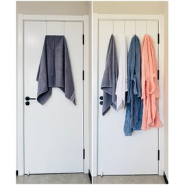 Mars-Rock Over The Door Metal Hooks with Plastic Coating 10" Fit 0.5" to 1 3/8" Door 4 Pcs Heavy Duty Single Towel Robe Rack Wreath Bathroom Shower Hanger Shoe Organizer Ironing Board Long White