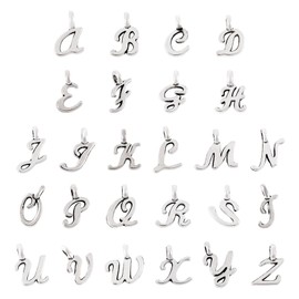 Spritewelry 156Pcs/6 Sets Alphabet ABC Letter Charms Mini Capital A-Z Charm Antique Silver Initial Charms Tibetan Vintage Small Letter Pendant for Name Necklace Bracelet Earring Jewelry Making