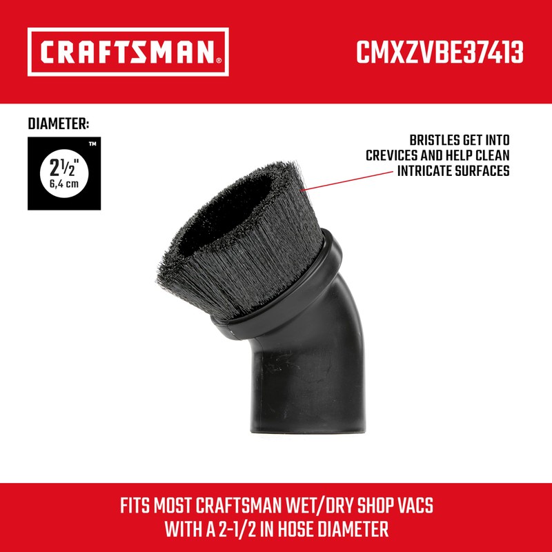 CRAFTSMAN CMXZVBE37413 2-1/2 in. Dusting Brush Wet Dry Vac Attachment,