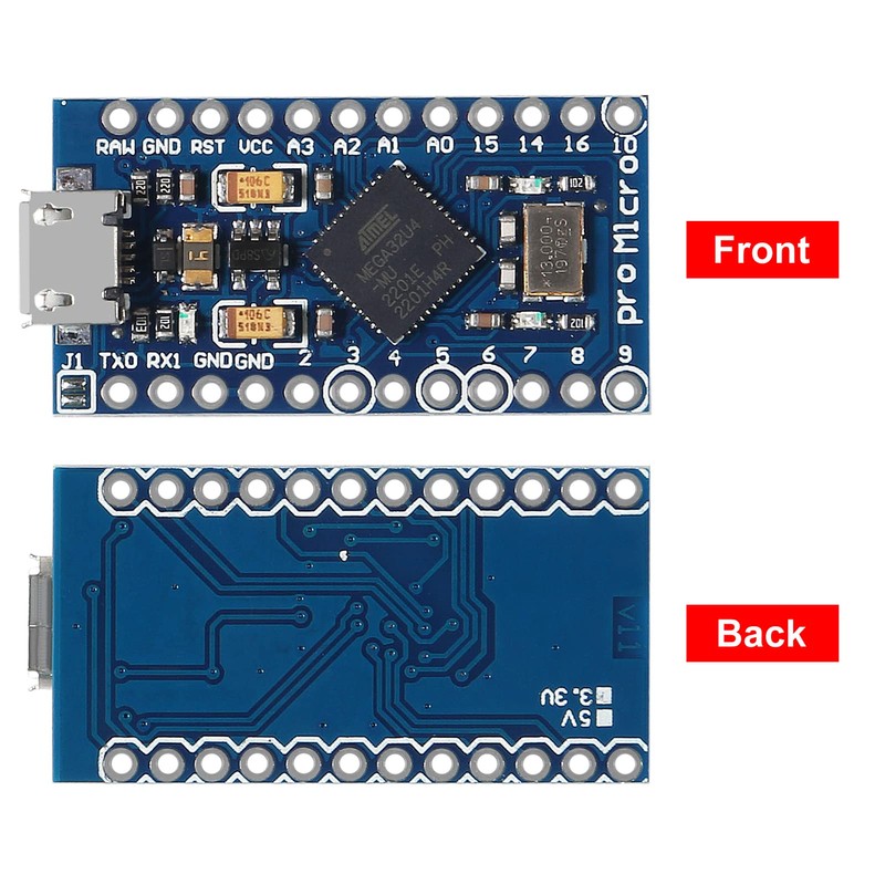 5pcs Pro Micro ATmega32U4 5V 16MHz Micro USB Development Board