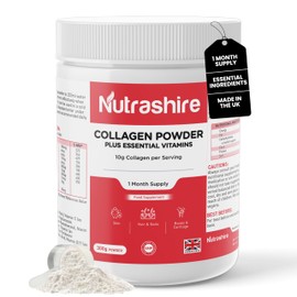 Marine Collagen Powder Unflavoured - Type 1 and 3 Collagen - Supplement for Skin, Hair, Nail & Joint Support - 10g Per Serving with Hyaluronic Acid, Vitamin C & B – Collagen – 300g (1 Month Supply)