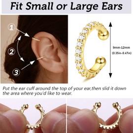 ORAZIO Ear Cuff 14K Gold Cuff Earrings for Women Ear Cuffs No Piercing Fake Cartilage Helix Ear Wrap Earrings Gold Silver Ear Cuffs Non Piercing Fake Earring