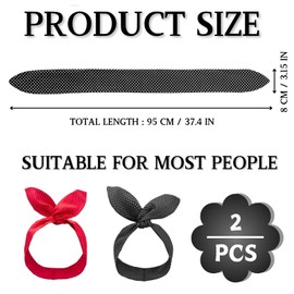 KEYRI 2 Pcs Retro Dot Bandana Headwrap Headband 50s Vintage Print Hairband Bow Knot Fabric Headbands Twisted Headwrap Bunny Ear Wide Hair Hoops Accessory for Women and Girls (Red Black, One Size)