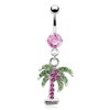 Pierced Owl 14GA Stainless Steel CZ Crystal Gemmed Palm Tree