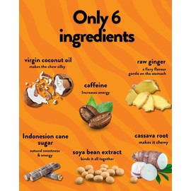 Ginger Roars Caffeine Ginger Chews - 33mg Caffeine per Candy, Natural Honey Ginger Flavor with Fiery Kick, Plant-Based Vegan Energy Snack (12 Count)