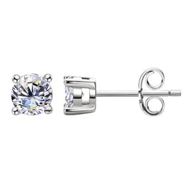 Moissanite Solitaire Earrings | Lab Grown 0.5ct Diamond & Rhodium Plated Earring | Sterling Silver Earring for Women | Diamond Stud Earrings for Women | Womens Jewelry | Non Tarnish