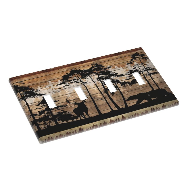 Xuejiaku Forest Lodge Brown Wooden Board Moose Wildlife Quad Toggle