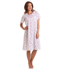 Lady Olga Ladies Poly Cotton Floral Short Sleeve Nightdress from 10-32 (18-20, Pink)