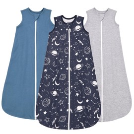 ZIGJOY 0.5 Tog Baby Sleep Sack 6-12 Months 100% Cotton Baby Wearable Blanket Summer Sleep Sack Baby Sleeping Bag for Newborn and lnfant, Blue Planet