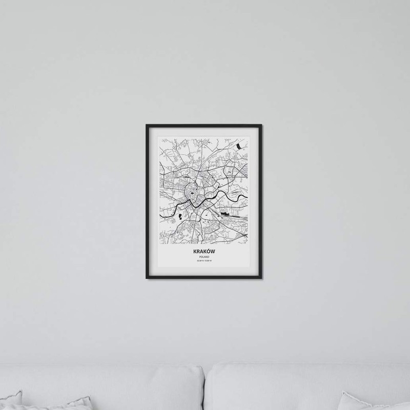 Nacnic Poster with map of Krakow - Poland. Sheets cities