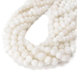 6mm 128pcs Natural White Moonstone Smooth Round Genuine Real Stone Gemstone DIY Beads for Jewelry Making