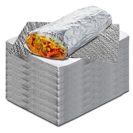Insulation Sandwich Wrapping Paper Aluminum Foil Sheets - [500 Pack] - (14" x 13.3") - Aluminum Foil Sandwich Wrap Sheets For Sandwich Wraps, Burritos and BBQ