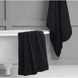Textile Do Extra Large Super Jumbo Bath Sheet Towel 100% Egyptian Cotton XL Bath Sheets(100 x 200 cm-600 GSM) (Black)