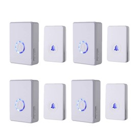 KCMYTONER 4 Set Wireless Smart Doorbell 433mhz Doorbell Best Long Distance Adjustable Volume 48 Chimes Funny Programmable Range Ring Small Wireless Doorbell with LED Flash Door Chime