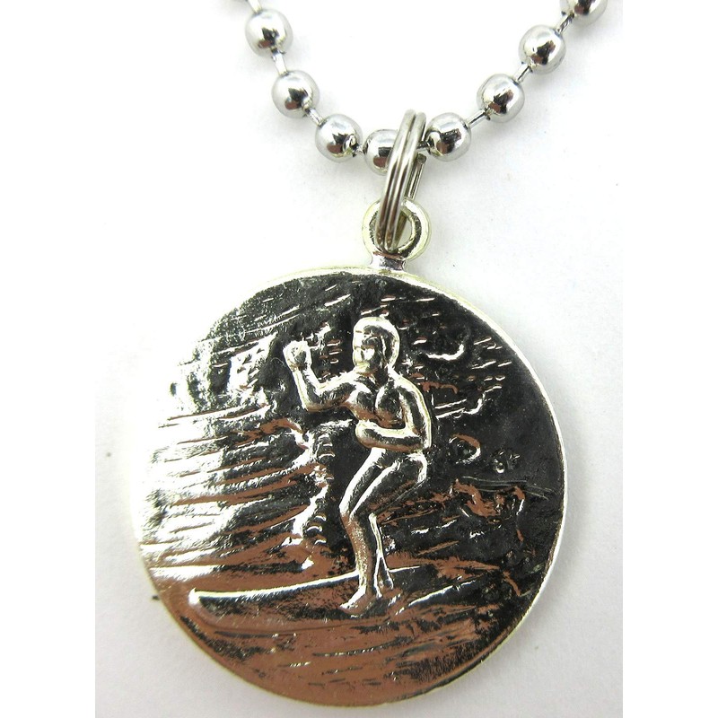 St. Christopher Large Surf Medal Necklace Pendant, Protector of Travel