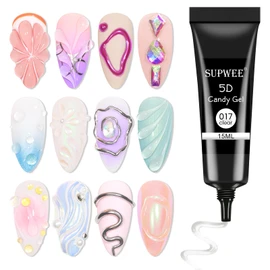 SUPWEE 3D Gel for Nail Art 15ml Clear Sculpture Gel Carving Molding Gels, 3D Nail Gels Decoration Unique Manicure Salon Art for Nails Charms or Chrome Nails Powder DIY Beginner at Home