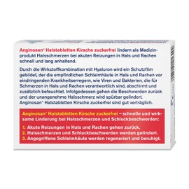 tetesept tetesept Anginosan Halstabletten Kirsche - zuckerfrei – Halsschmerztabletten gegen akute Reizungen in Hals & Rachen – 1 x 20 Stück