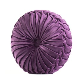 Fouriding Round Throw Cushion for Couch Decorative 15 x 15 Inch Pumpkin Round Velvet Cushion for Sofa Bed Chair Floor Car Decorative (Purple)