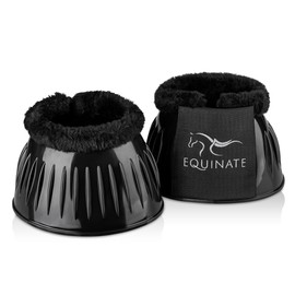 Equinate PVC Hoof Bells with Synthetic Lambskin L - Robust and Shock Absorbing Bell Boots - Hoof Protection for Training and Tournaments - Set of 2
