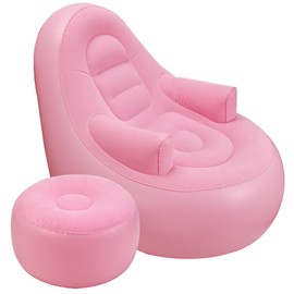 Balabulala Inflatable Couch with Armrest＆Ottoman, Blow Up Lounger Chair,Folding Air Chair for Adults,Inflatable Lazy Sofa Perfect for Rooms, Camping or Home(Without Pump)