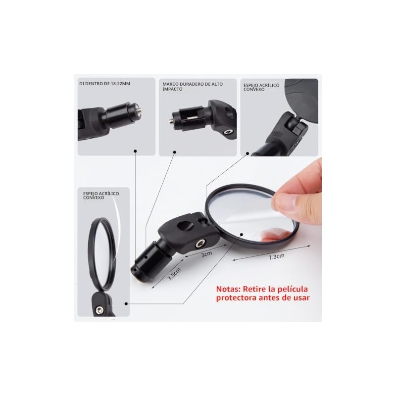 2 Espejos Retrovisores Ajustables para Montar en Bicicleta, Espejo Retrovisor