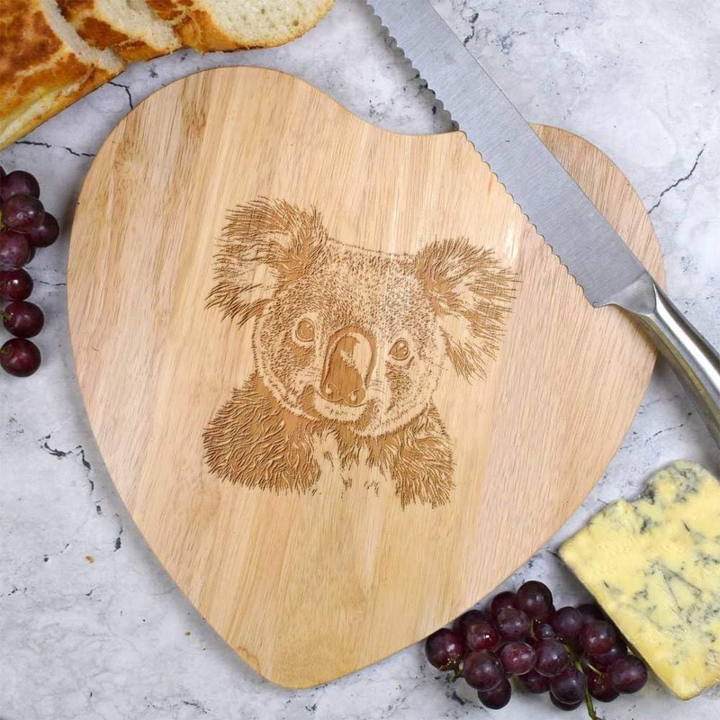 'Koala Portrait' Wooden Heart Shaped Chopping/Cutting Board (WB00084855)